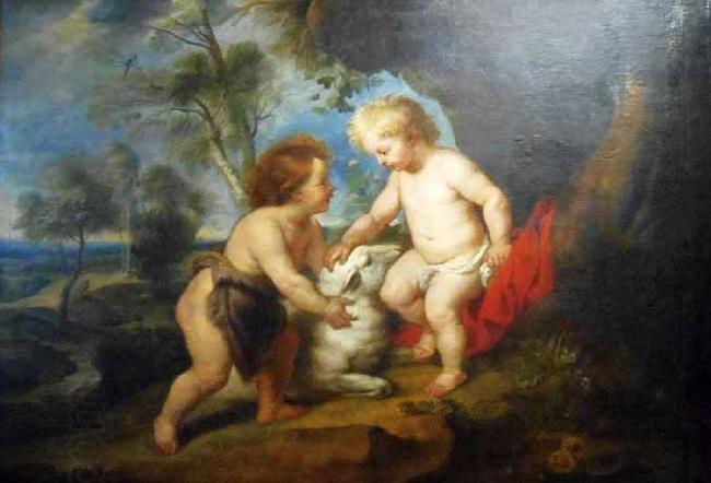 Peter Paul Rubens Infant Christ and St John the Babtist in a landscape